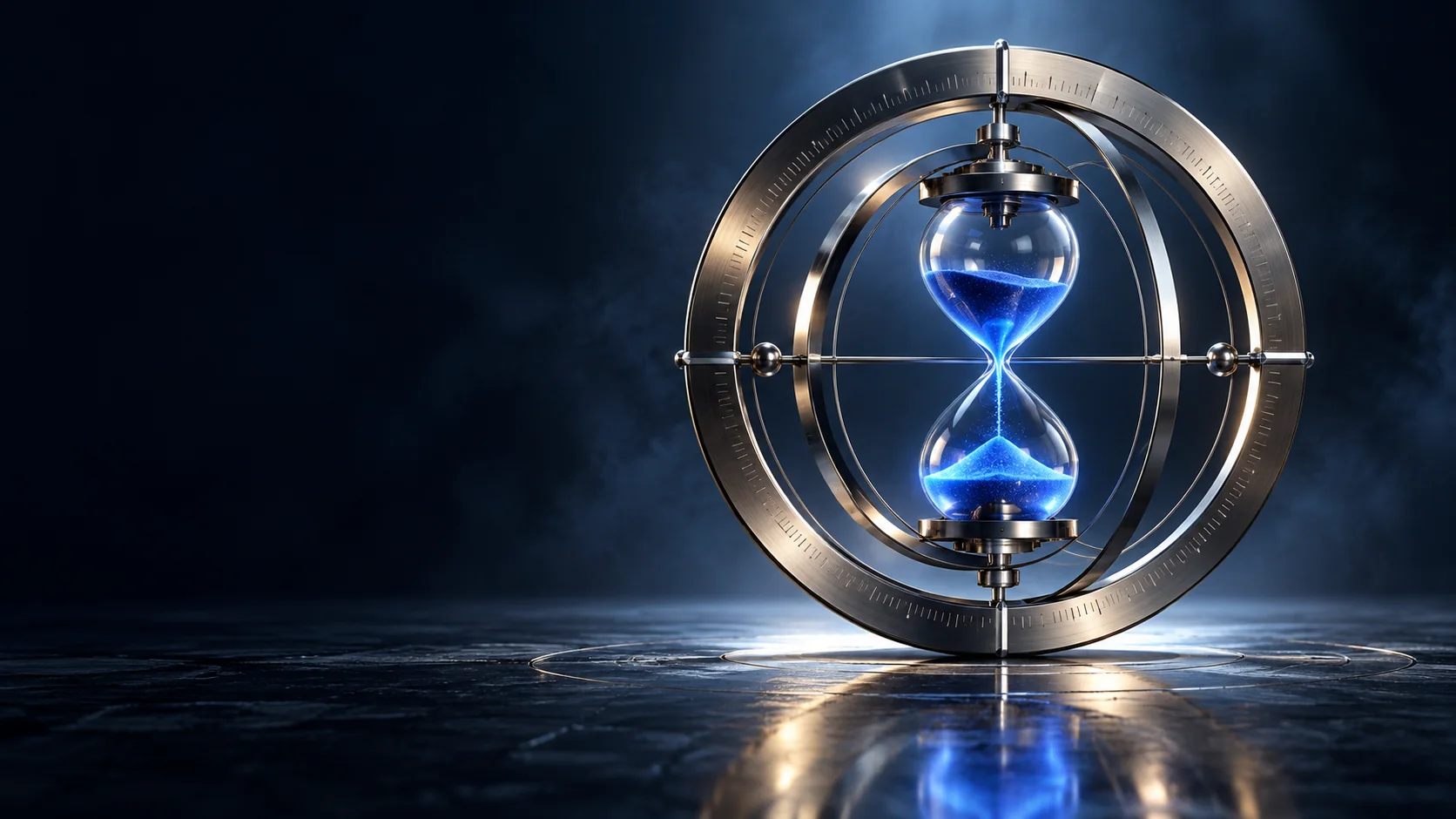 Sculptural timepiece with a cobalt hourglass
